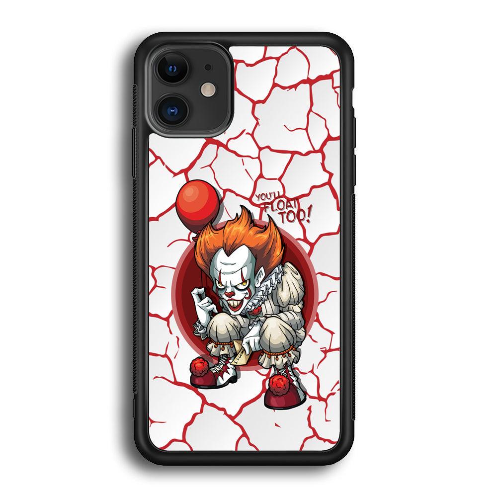IT Pennywise Cracking The Curse iPhone 11 Case-Rubber Black (2D Case)-Oxvistore