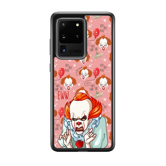 IT Pennywise Eww Pink Patern Samsung Galaxy S20 Ultra Case-Rubber Black (2D Case)-Oxvistore