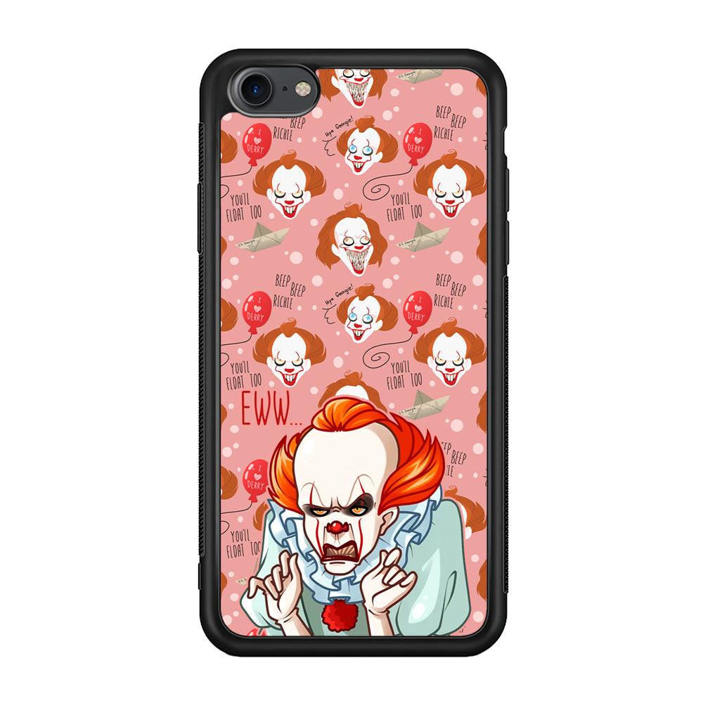 IT Pennywise Eww Pink Patern iPhone 8 Case-Rubber Black (2D Case)-Oxvistore