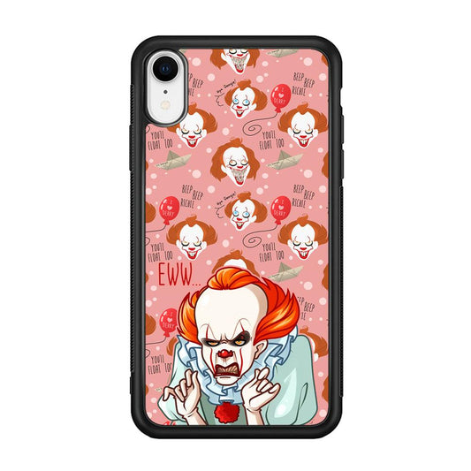 IT Pennywise Eww Pink Patern iPhone XR Case-Rubber Black (2D Case)-Oxvistore
