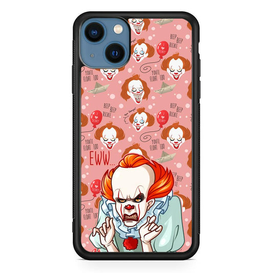 IT Pennywise Eww Pink Patern iPhone 14 Case-Rubber Black (2D Case)-Oxvistore