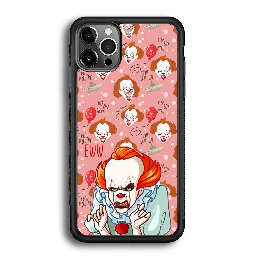 IT Pennywise Eww Pink Patern iPhone 12 Pro Max Case-Rubber Black (2D Case)-Oxvistore