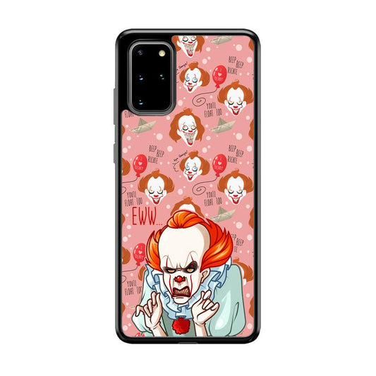 IT Pennywise Eww Pink Patern Samsung Galaxy S20 Plus Case-Rubber Black (2D Case)-Oxvistore