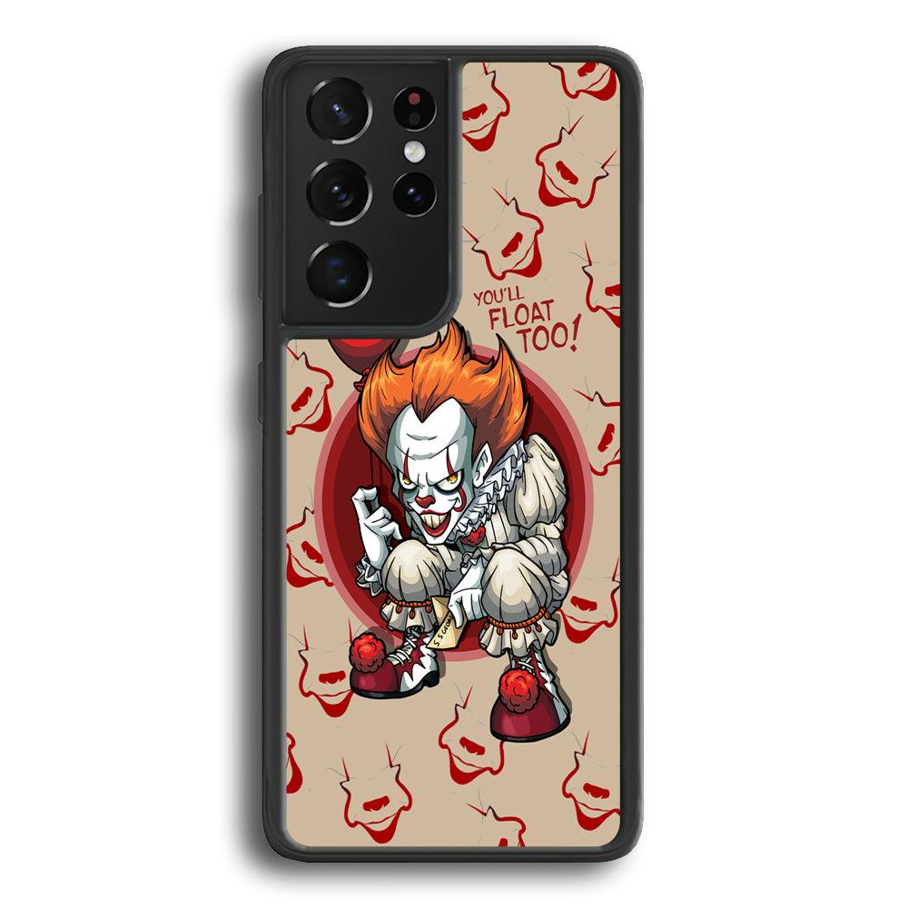 IT Pennywise Smile Patern Background Samsung Galaxy S24 Ultra Case-Rubber Black (2D Case)-Oxvistore