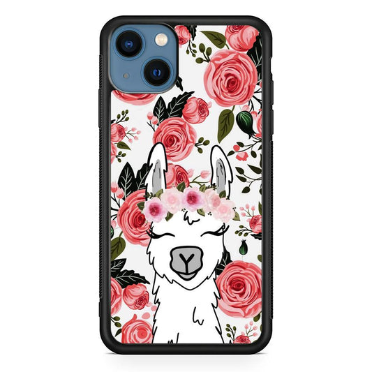 Ilama Flower Angel iPhone 14 Case-Rubber White (2D Case)-Oxvistore