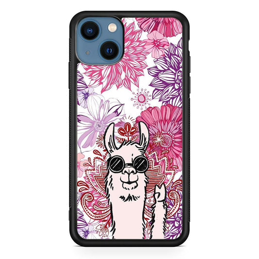Ilama Message of Peace iPhone 15 Case-Rubber Black (2D Case)-Oxvistore