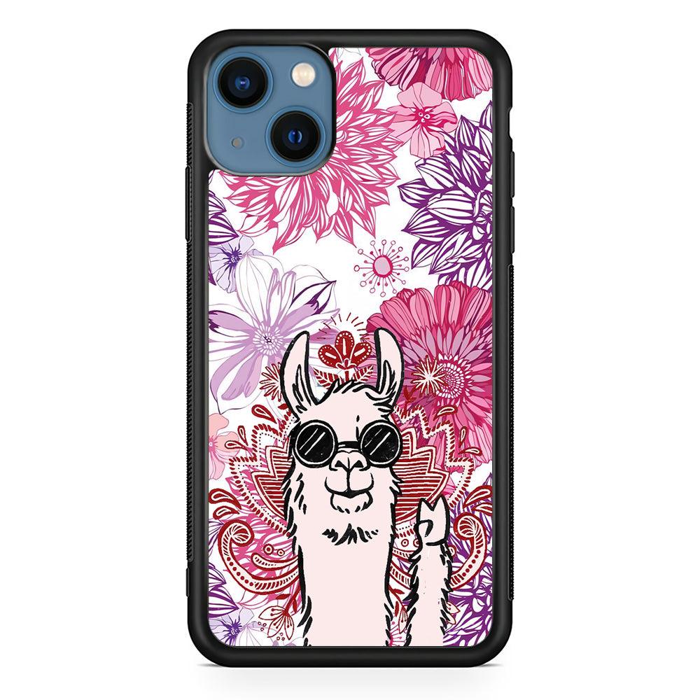 Ilama Message of Peace iPhone 14 Case-Rubber Black (2D Case)-Oxvistore