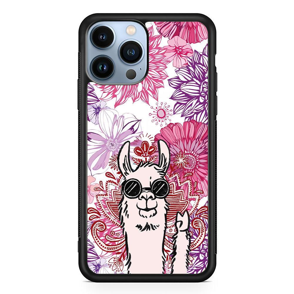 Ilama Message of Peace iPhone 14 Pro Max Case-Rubber Black (2D Case)-Oxvistore