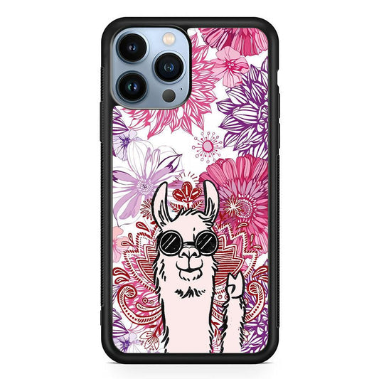 Ilama Message of Peace iPhone 14 Pro Max Case-Rubber Black (2D Case)-Oxvistore