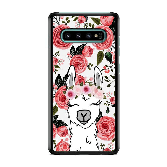 Ilama Flower Angel Samsung Galaxy S10 Case-Rubber White (2D Case)-Oxvistore