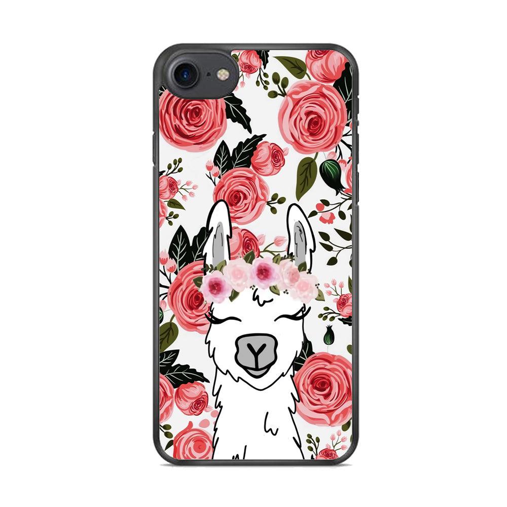 Ilama Flower Angel iPhone 7 Case-Rubber Black (2D Case)-Oxvistore