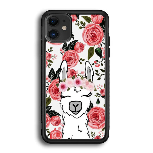 Ilama Flower Angel iPhone 12 Case-Rubber White (2D Case)-Oxvistore
