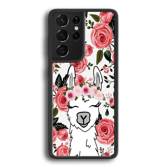 Ilama Flower Angel Samsung Galaxy S23 Ultra Case-Rubber Black (2D Case)-Oxvistore