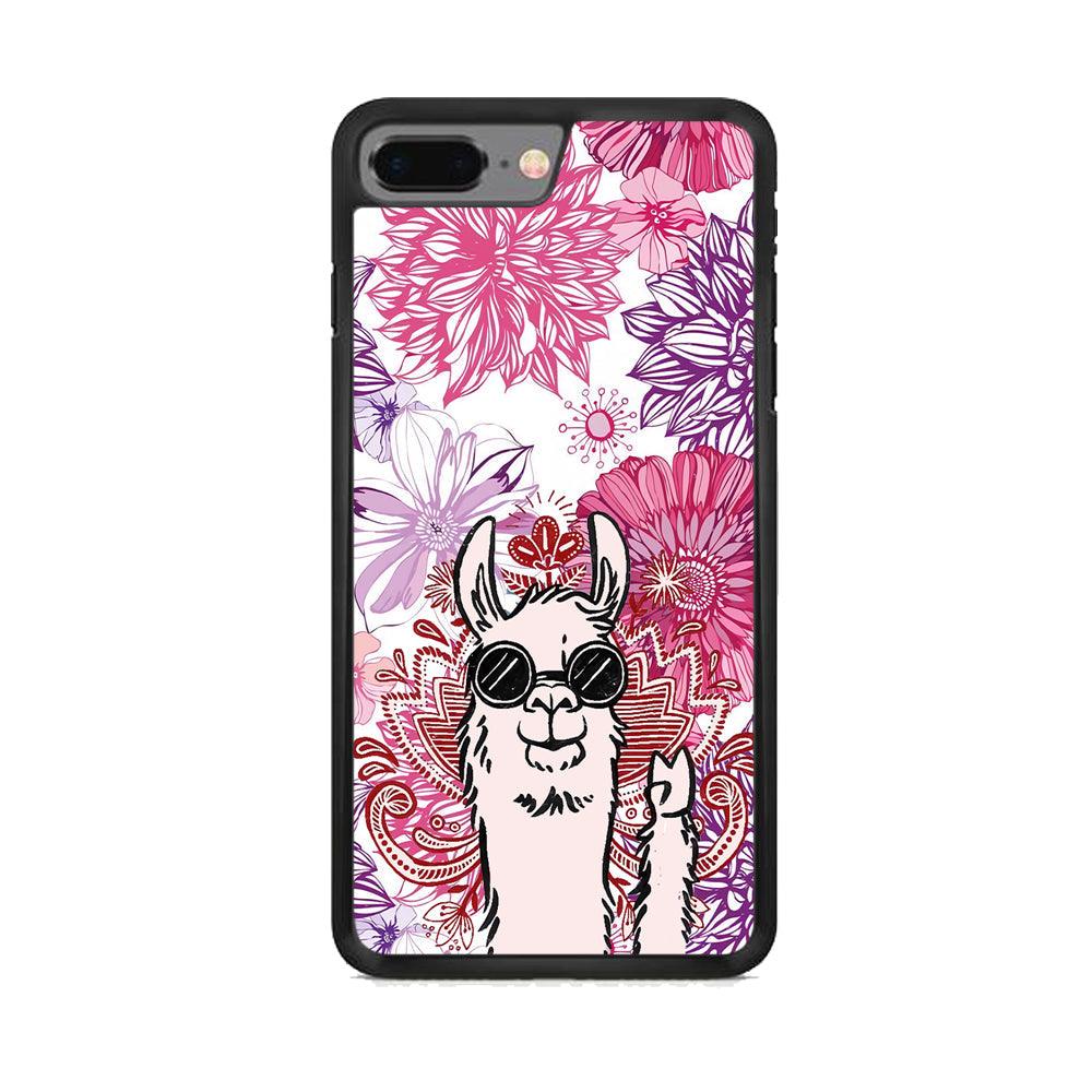 Ilama Message of Peace iPhone 8 Plus Case-Rubber White (2D Case)-Oxvistore