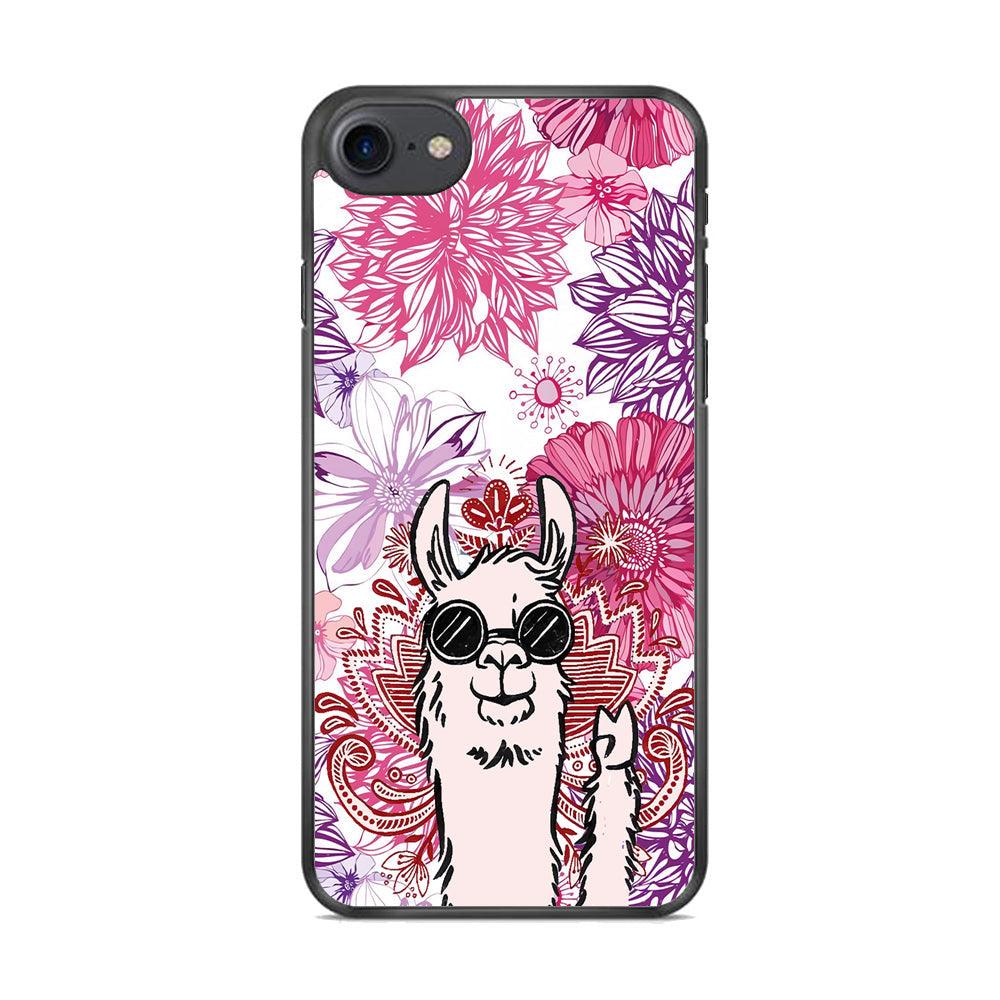 Ilama Message of Peace iPhone 7 Case-Rubber Black (2D Case)-Oxvistore