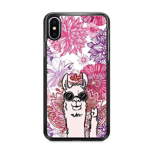 Ilama Message of Peace iPhone XS Case-Rubber White (2D Case)-Oxvistore