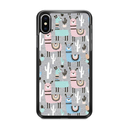 Ilama and Cactus Field iPhone XS Case-Rubber Black (2D Case)-Oxvistore