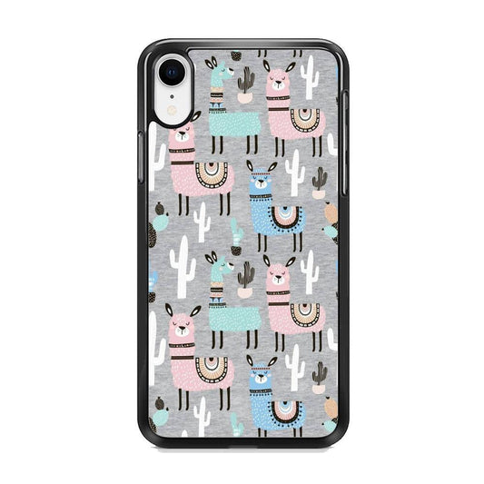 Ilama and Cactus Field iPhone XR Case-Rubber Black (2D Case)-Oxvistore