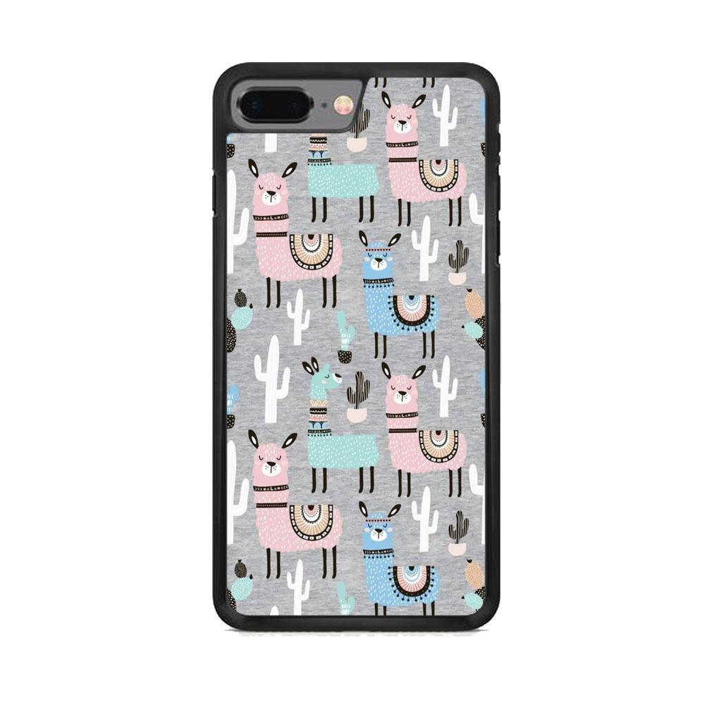 Ilama and Cactus Field iPhone 8 Plus Case-Rubber Black (2D Case)-Oxvistore
