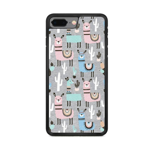 Ilama and Cactus Field iPhone 8 Plus Case-Rubber Black (2D Case)-Oxvistore
