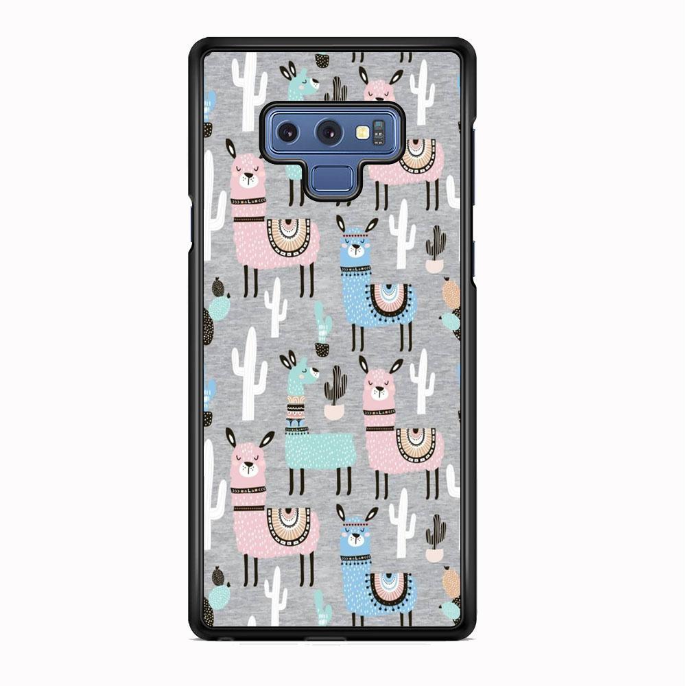 Ilama and Cactus Field Samsung Galaxy Note 9 Case-Rubber Black (2D Case)-Oxvistore