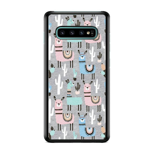 Ilama and Cactus Field Samsung Galaxy S10 Plus Case-Rubber Black (2D Case)-Oxvistore