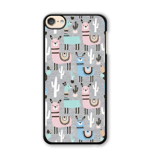 Ilama and Cactus Field iPod Touch 6 Case-Plastic Black (2D Case)-Oxvistore