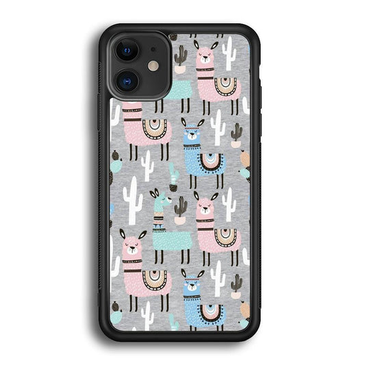 Ilama and Cactus Field iPhone 12 Case-Rubber Black (2D Case)-Oxvistore