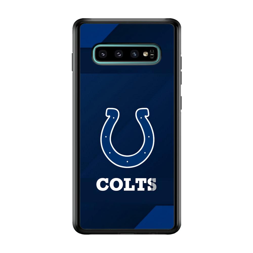 Indianapolis Colts Layer of Shapes Samsung Galaxy S10 Case-Rubber Black (2D Case)-Oxvistore