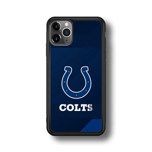 Indianapolis Colts Layer of Shapes iPhone 11 Pro Max Case-Rubber Black (2D Case)-Oxvistore