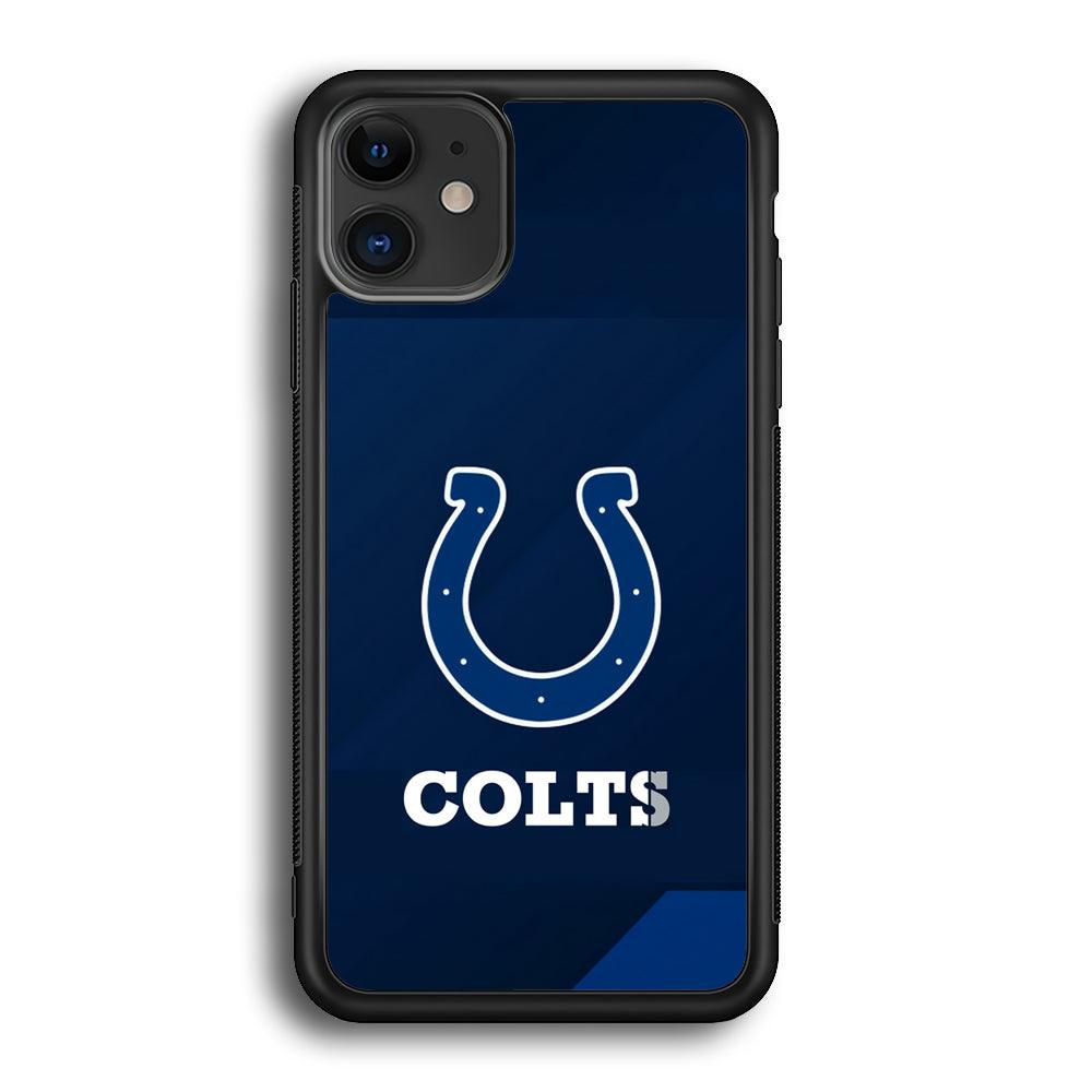 Indianapolis Colts Layer of Shapes iPhone 11 Case-Rubber Black (2D Case)-Oxvistore