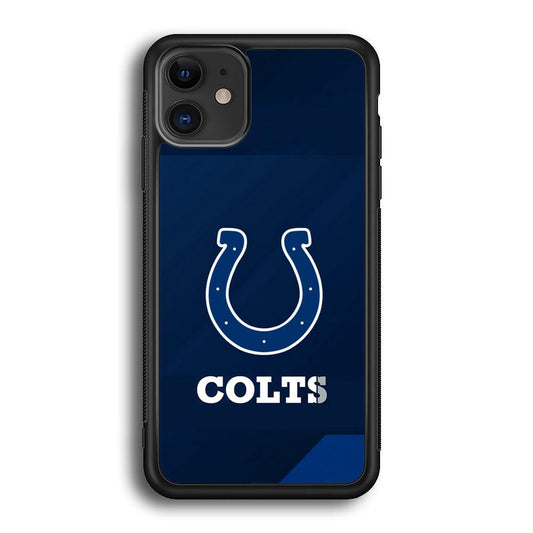 Indianapolis Colts Layer of Shapes iPhone 11 Case-Rubber Black (2D Case)-Oxvistore