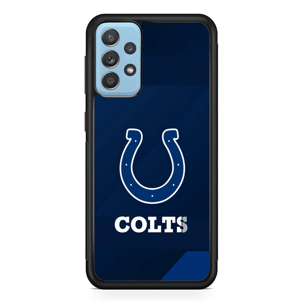 Indianapolis Colts Layer of Shapes Samsung Galaxy A72 Case-Rubber Black (2D Case)-Oxvistore