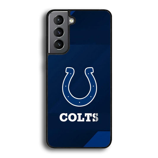 Indianapolis Colts Layer of Shapes Samsung Galaxy S24 Case-Rubber Black (2D Case)-Oxvistore