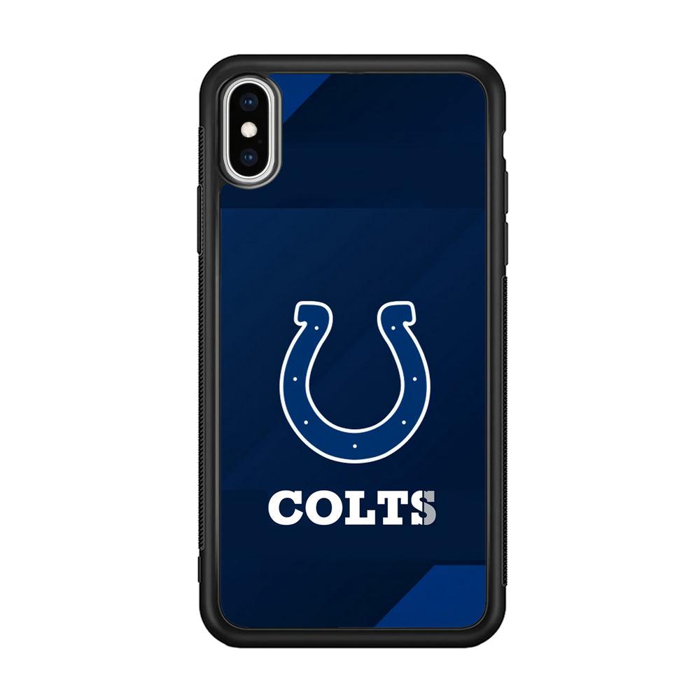 Indianapolis Colts Layer of Shapes iPhone Xs Max Case-Rubber Black (2D Case)-Oxvistore