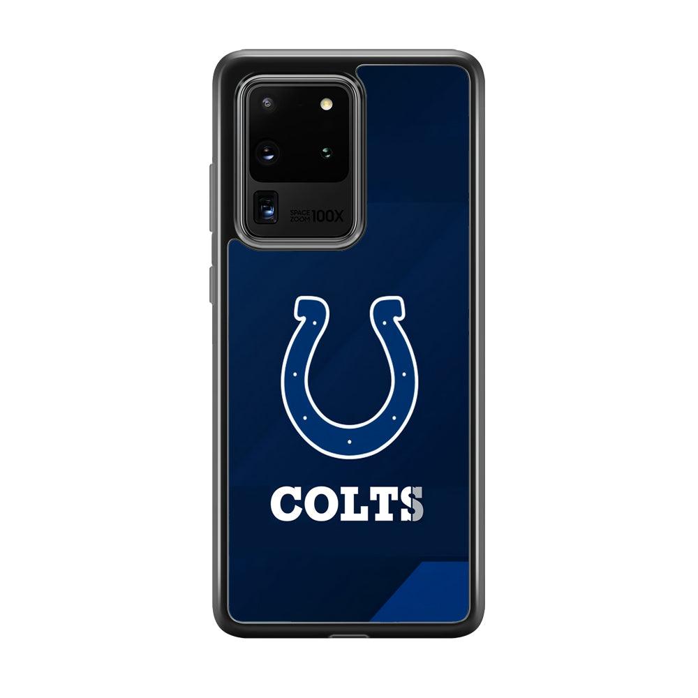 Indianapolis Colts Layer of Shapes Samsung Galaxy S20 Ultra Case-Rubber Black (2D Case)-Oxvistore
