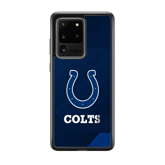 Indianapolis Colts Layer of Shapes Samsung Galaxy S20 Ultra Case-Rubber Black (2D Case)-Oxvistore