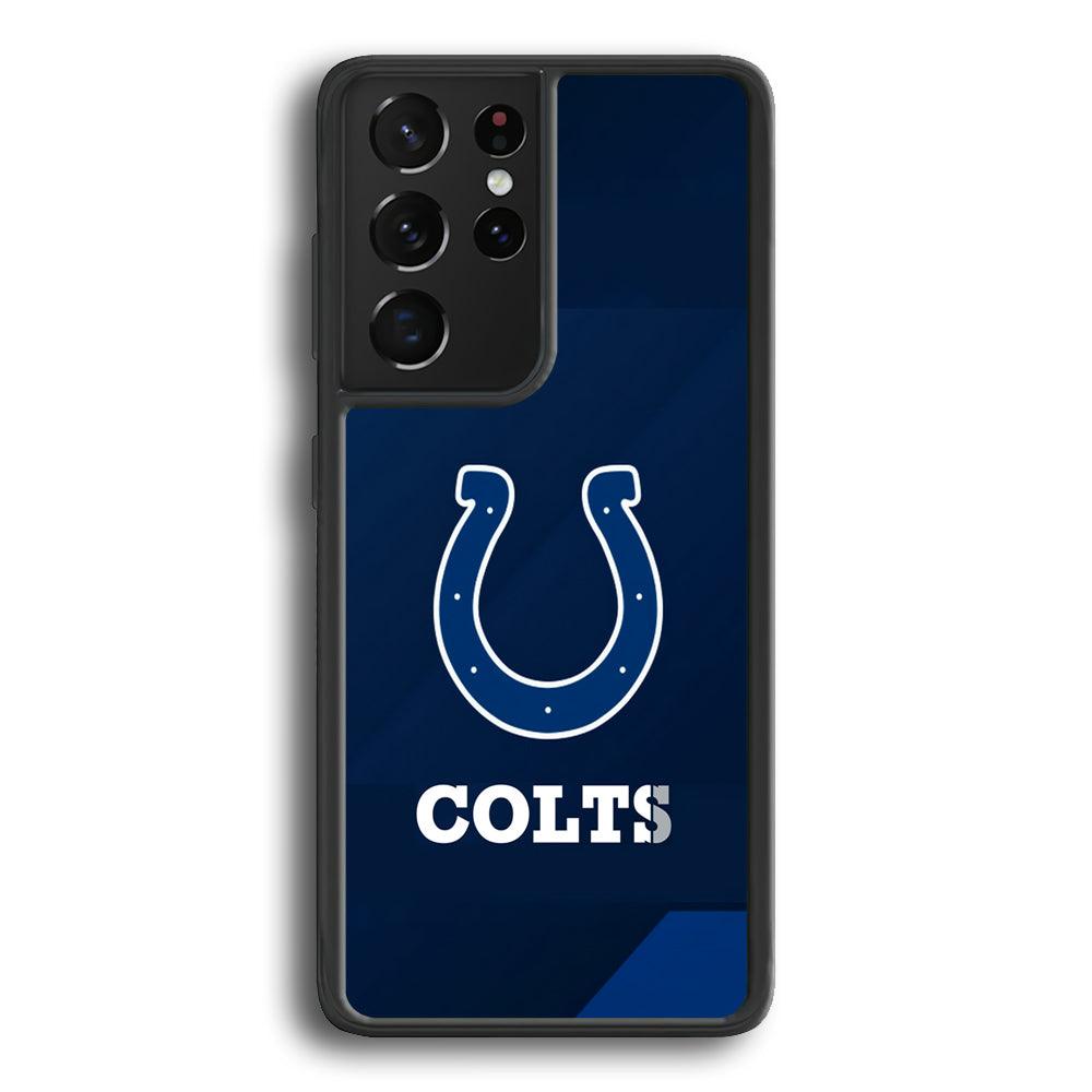 Indianapolis Colts Layer of Shapes Samsung Galaxy S24 Ultra Case-Rubber Black (2D Case)-Oxvistore
