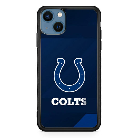 Indianapolis Colts Layer of Shapes iPhone 14 Case-Rubber Black (2D Case)-Oxvistore