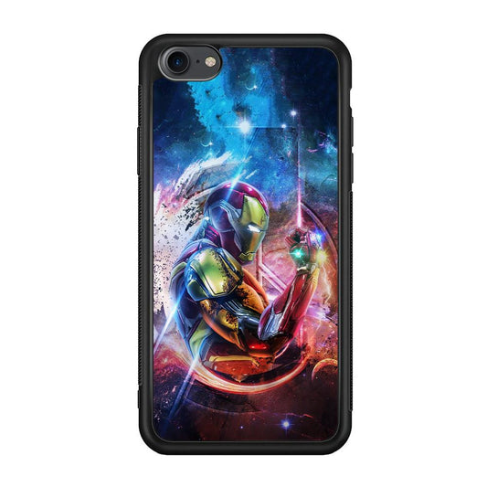 Iron Man Hold The Stone of Infinity iPhone 7 Case-Rubber Black (2D Case)-Oxvistore