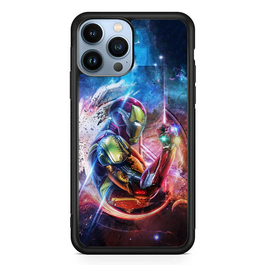 Iron Man Hold The Stone of Infinity iPhone 13 Pro Max Case-Rubber Black (2D Case)-Oxvistore