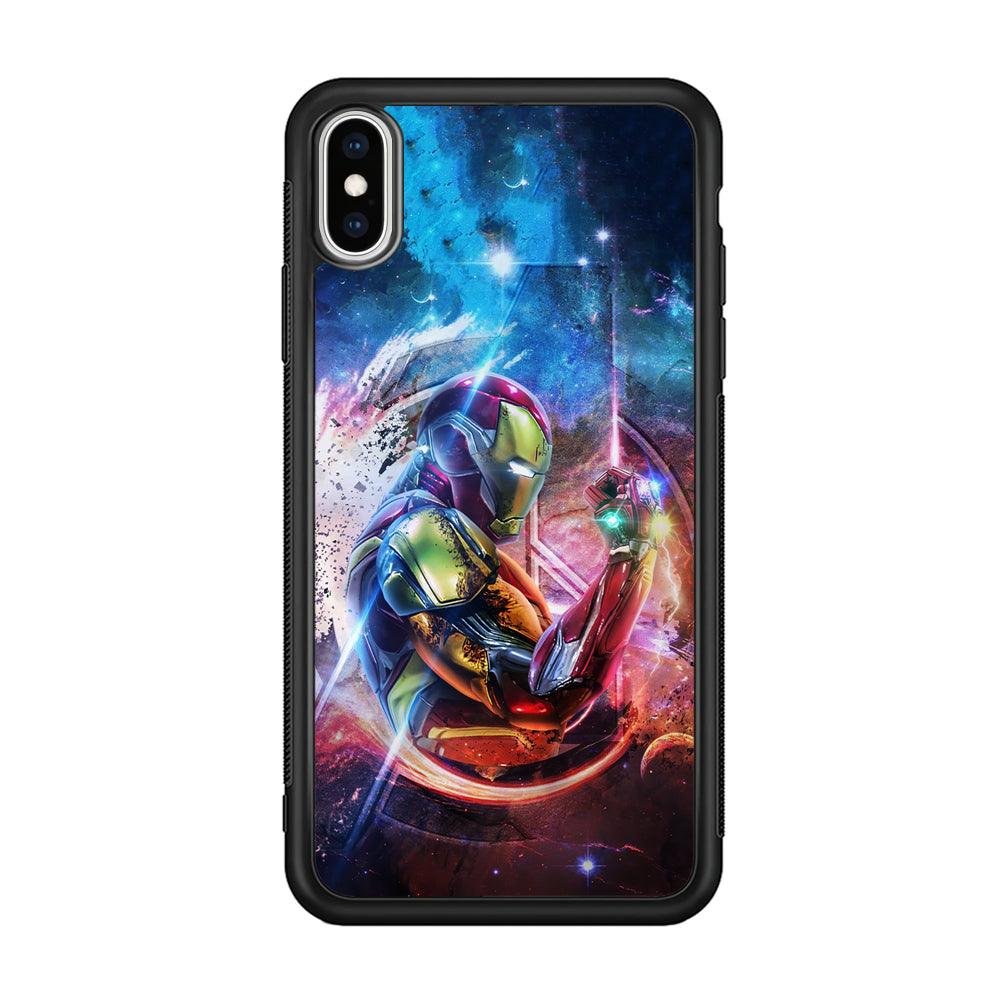 Iron Man Hold The Stone of Infinity iPhone Xs Max Case-Rubber Black (2D Case)-Oxvistore