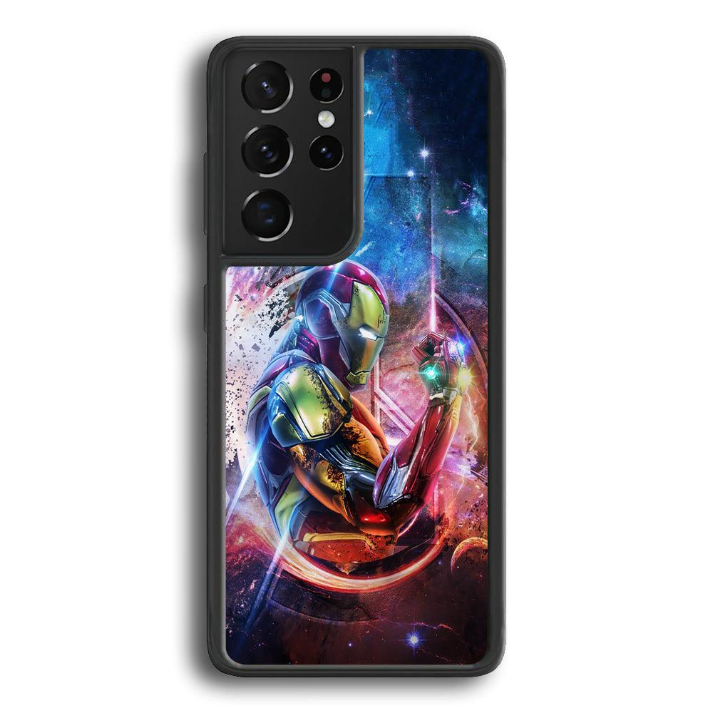 Iron Man Hold The Stone of Infinity Samsung Galaxy S24 Ultra Case-Rubber Black (2D Case)-Oxvistore