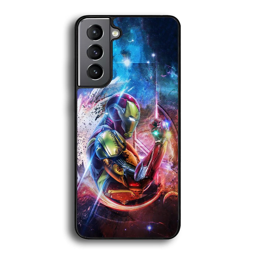 Iron Man Hold The Stone of Infinity Samsung Galaxy S24 Case-Rubber Black (2D Case)-Oxvistore