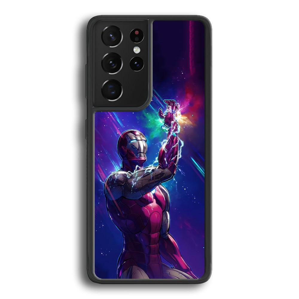 Iron Man Power of Infinity Samsung Galaxy S21 Ultra Case-Rubber Black (2D Case)-Oxvistore