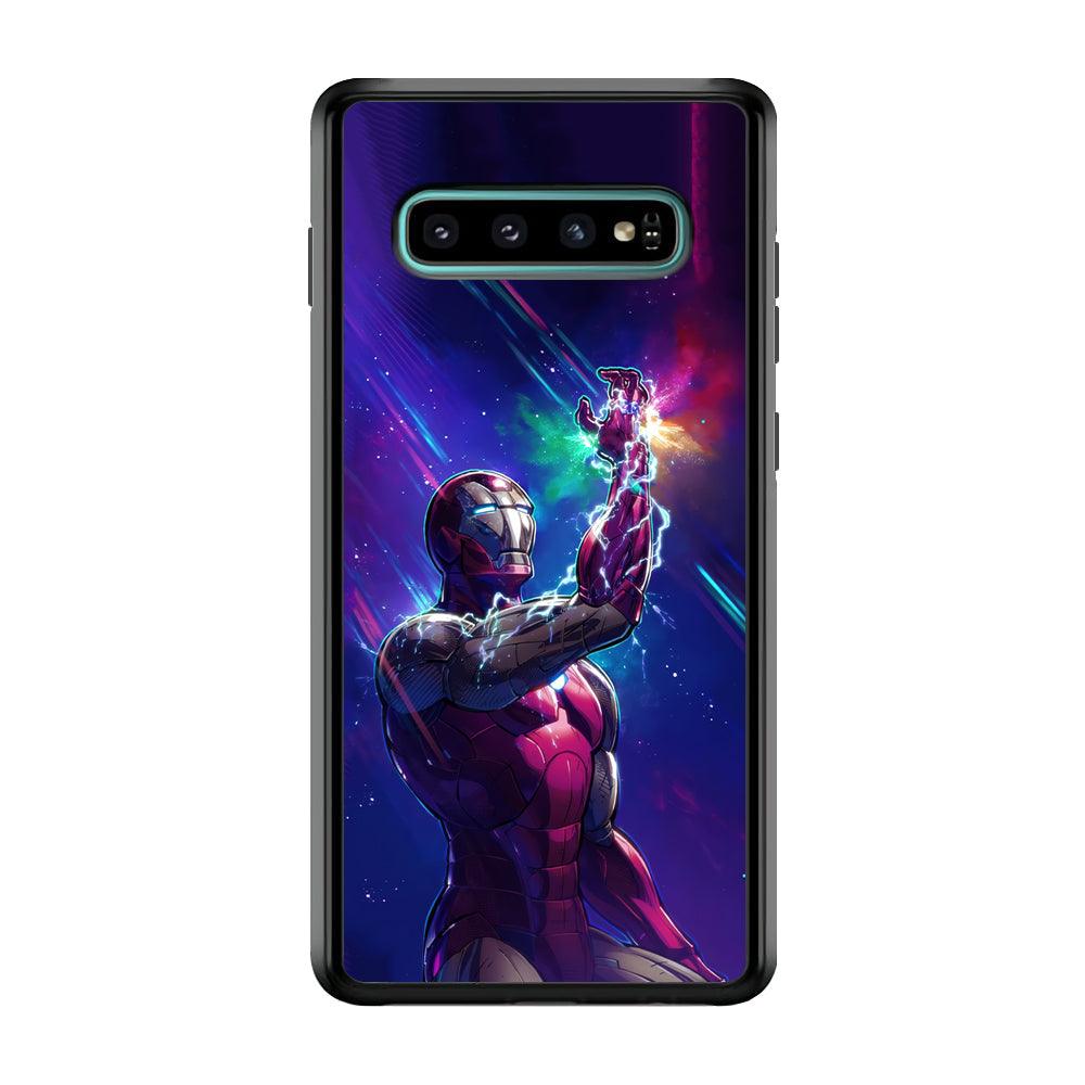 Iron Man Power of Infinity Samsung Galaxy S10 Case-Rubber Black (2D Case)-Oxvistore