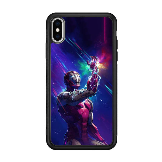 Iron Man Power of Infinity iPhone XS Case-Rubber Black (2D Case)-Oxvistore