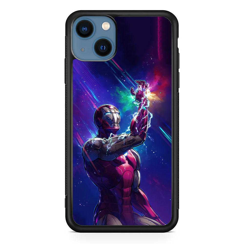 Iron Man Power of Infinity iPhone 15 Plus Case-Rubber Black (2D Case)-Oxvistore