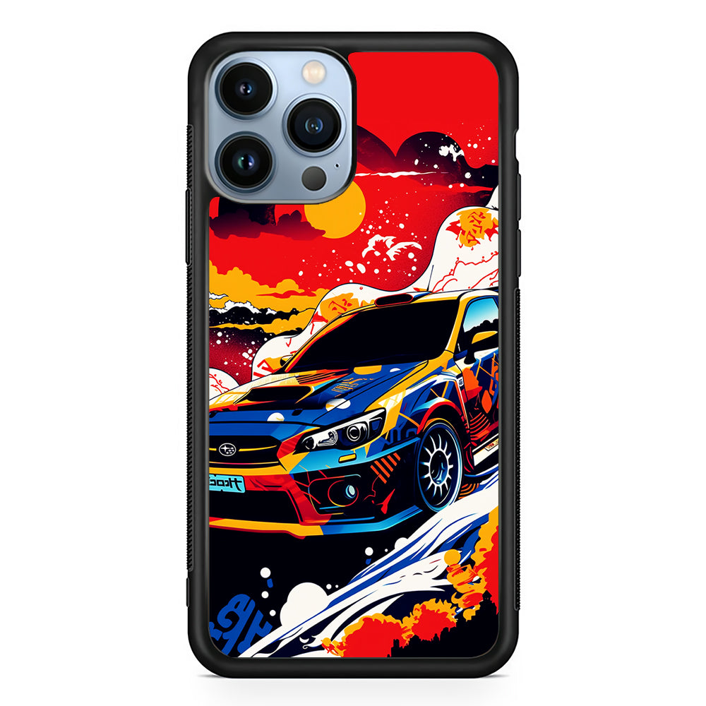 Japanese Retro Car Sunset 2D Rubber Phone Case