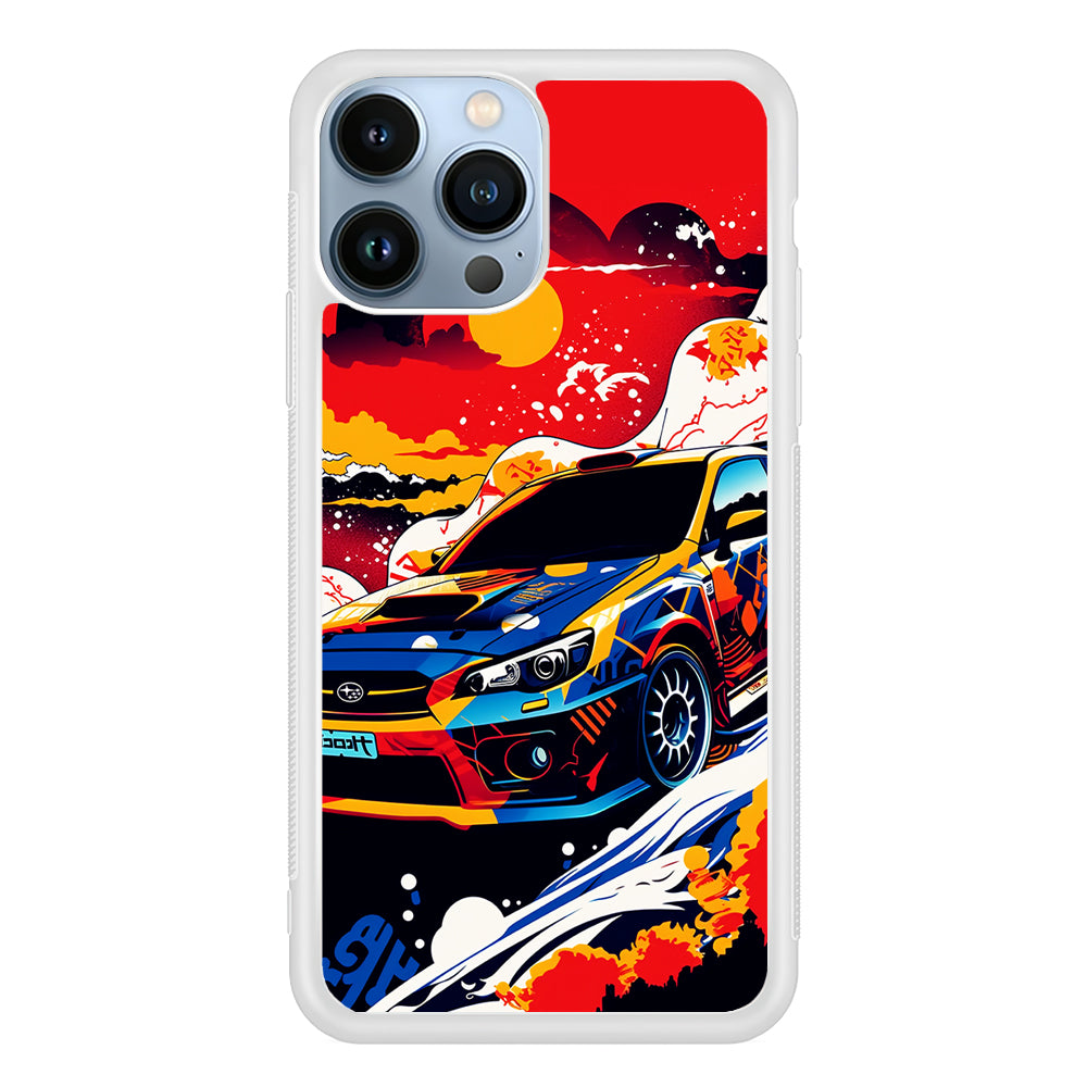 Japanese Retro Car Sunset 2D Rubber Phone Case